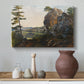 Canvas art print featuring an alpine terrain with vegetation, styled above a decorative console