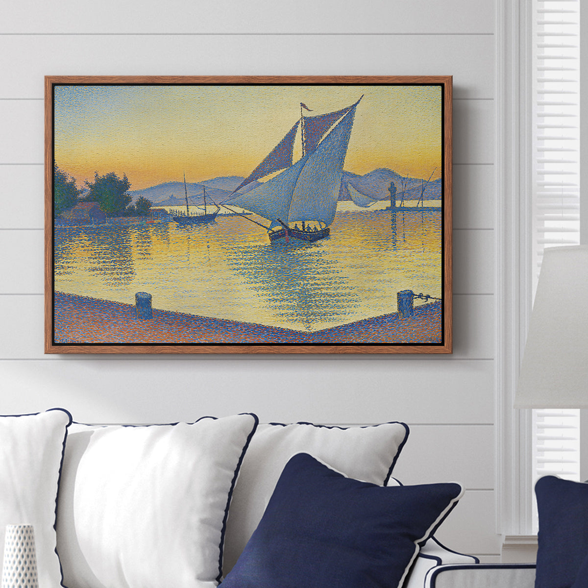 The Port at Sunset, Opus 236, Saint Tropez, 1892 - Floater Framed Canvas Print
