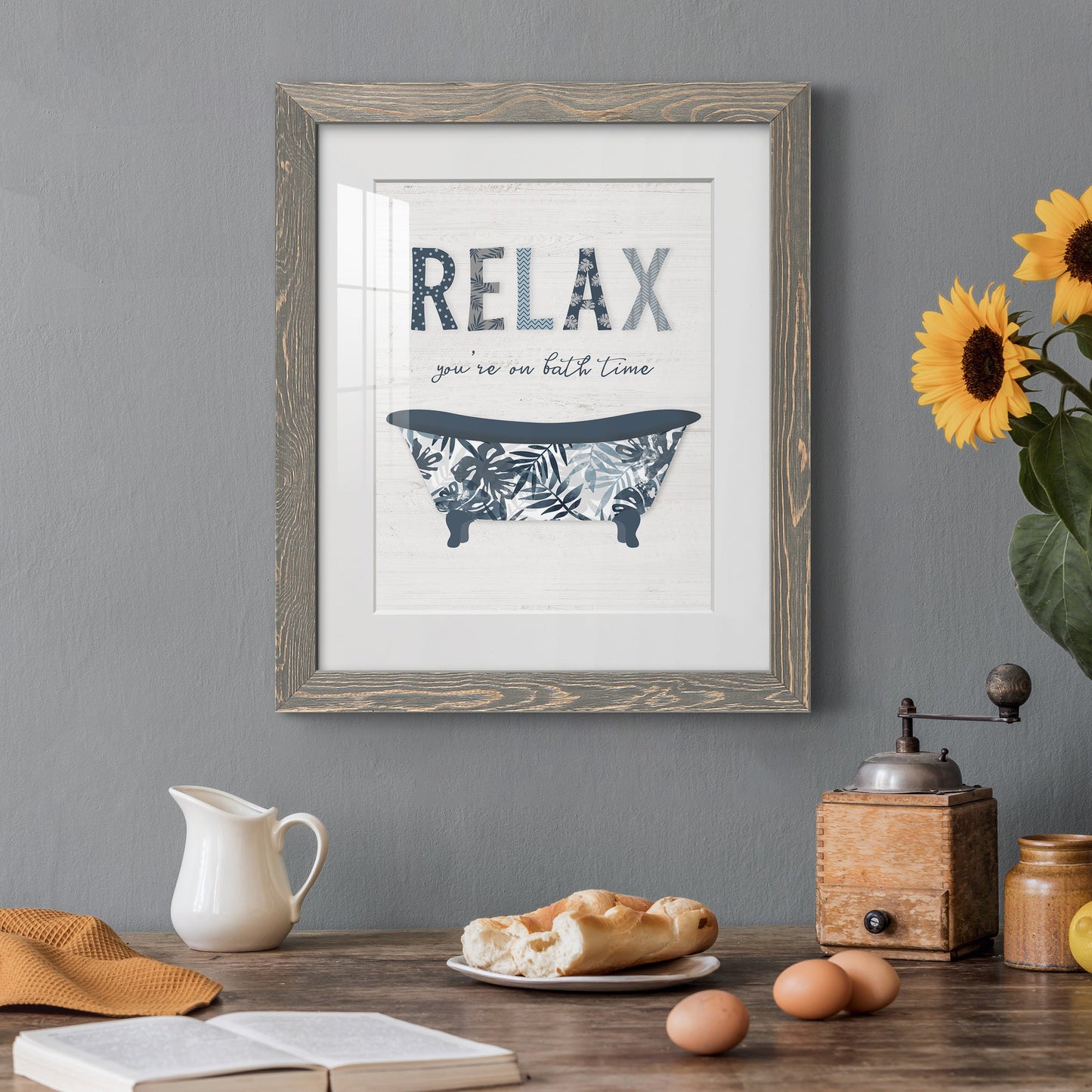 Palm Bath I - Barnwood Framed Art Print