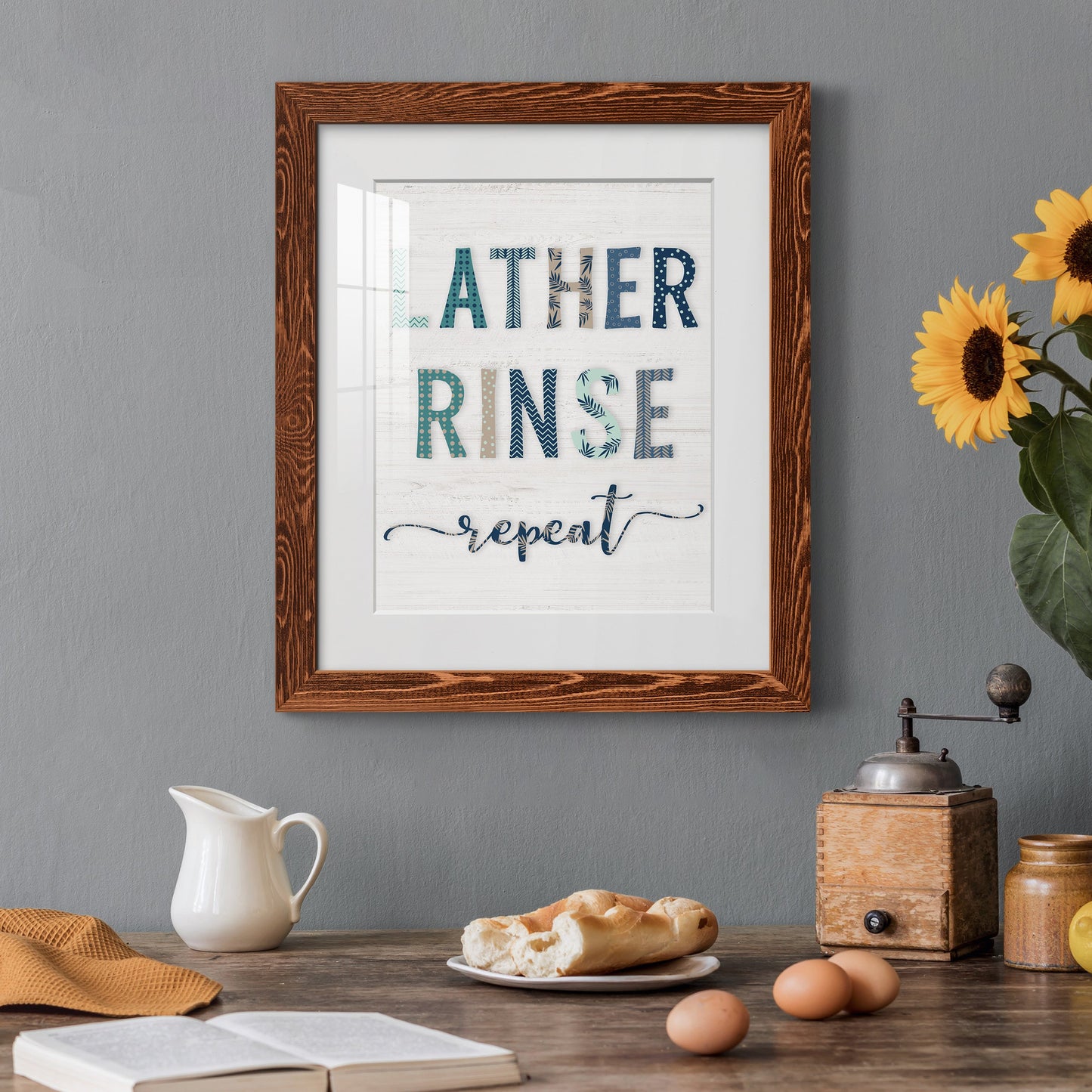 Lather Rinse Repeat - Premium Framed Print - Distressed Barnwood Frame - Ready to Hang