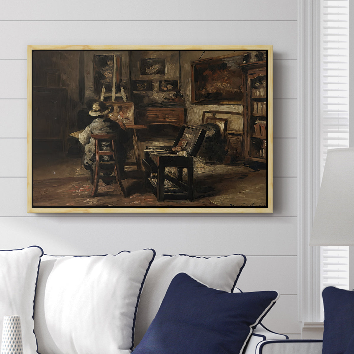 The Studio of Ferdinand De Braekeleer I, Father of the Painter, c. 1873-1885 - Floater Framed Canvas Print