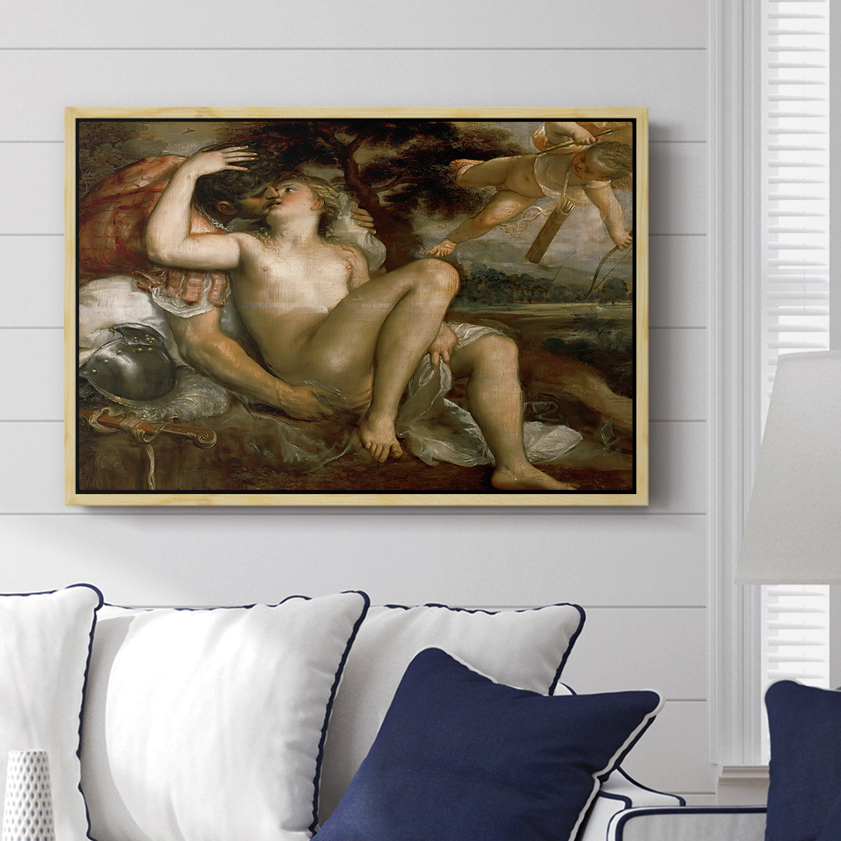 Mars, Venus and Cupid, c. 1530 - Floater Framed Canvas Print