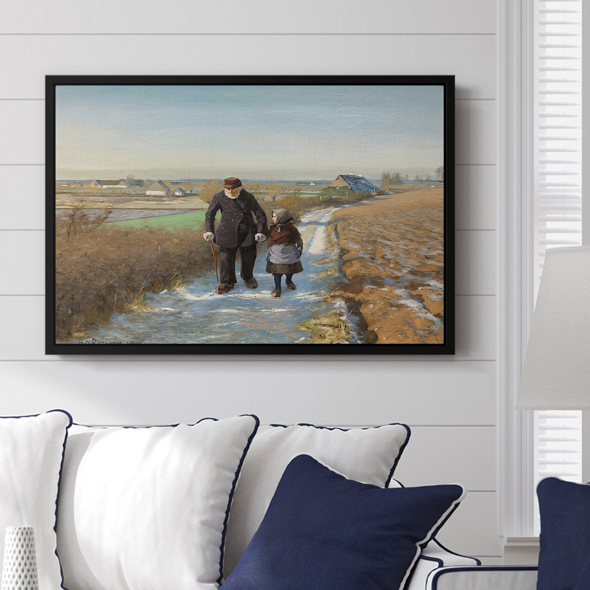 The Old Man and the Child, 1888 - Floater Framed Canvas Print
