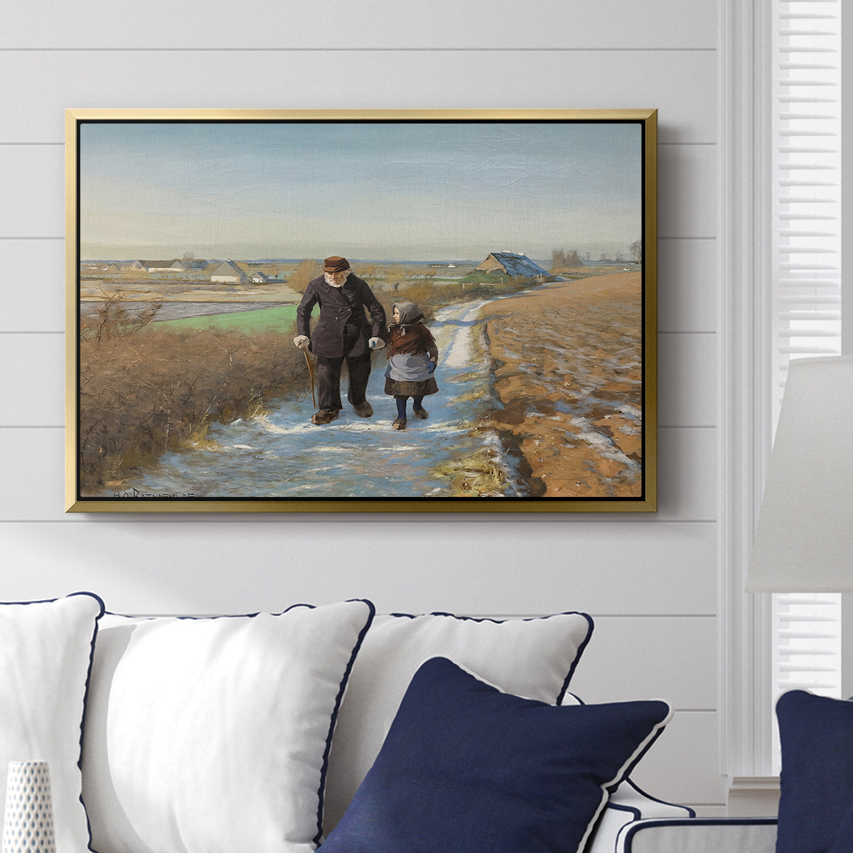 The Old Man and the Child, 1888 - Floater Framed Canvas Print