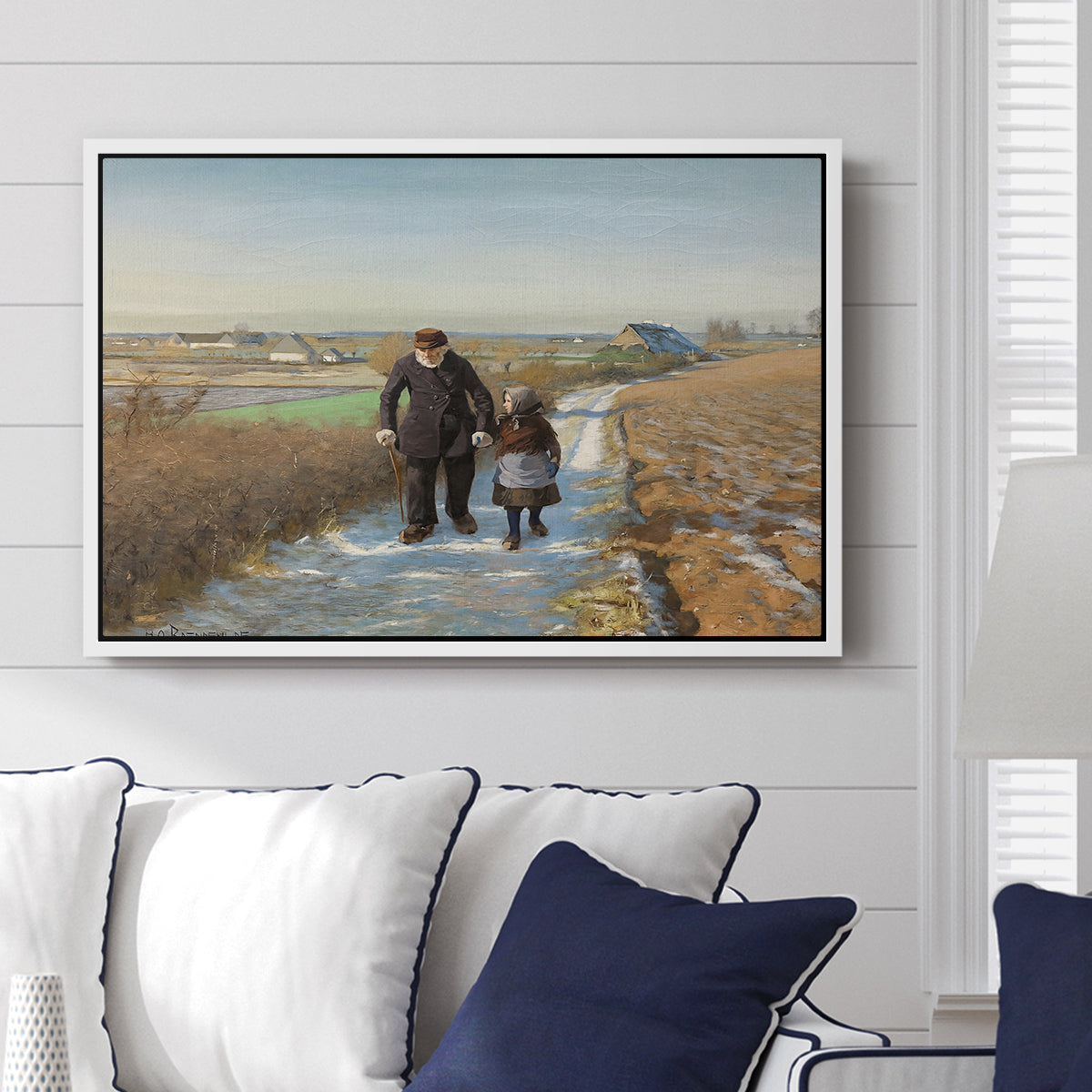 The Old Man and the Child, 1888 - Floater Framed Canvas Print