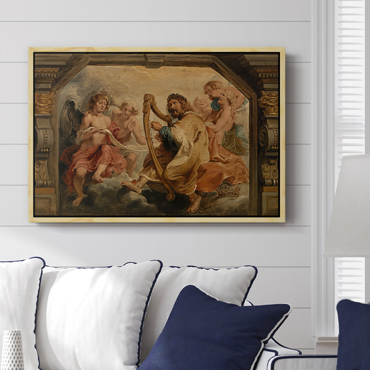 King David Playing the Harp, c. 1627-1628 - Floater Framed Canvas Print