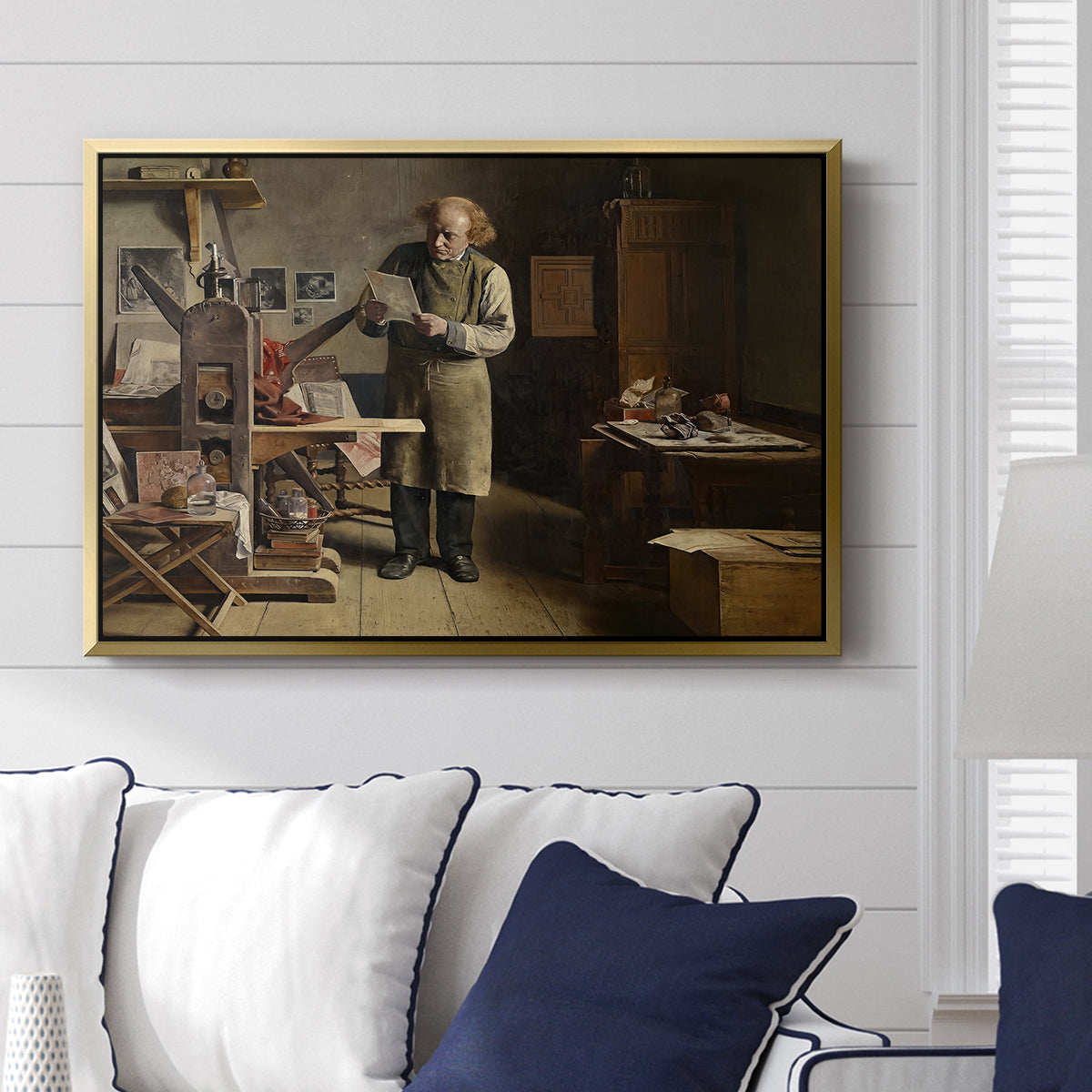 The Plate Printer, 1875 - Floater Framed Canvas Print