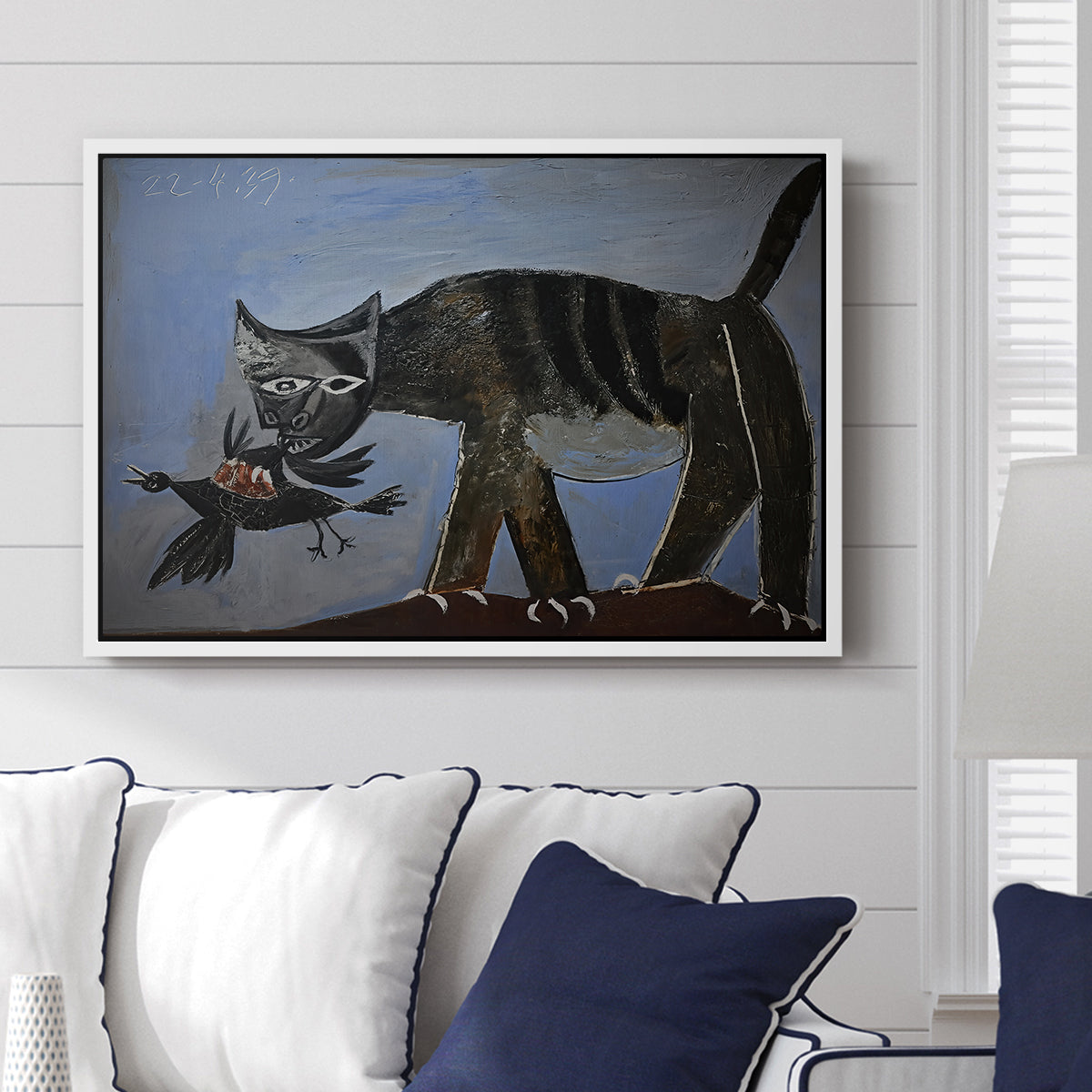 Cat Catching a Bird, 1939 - Floater Framed Canvas Print