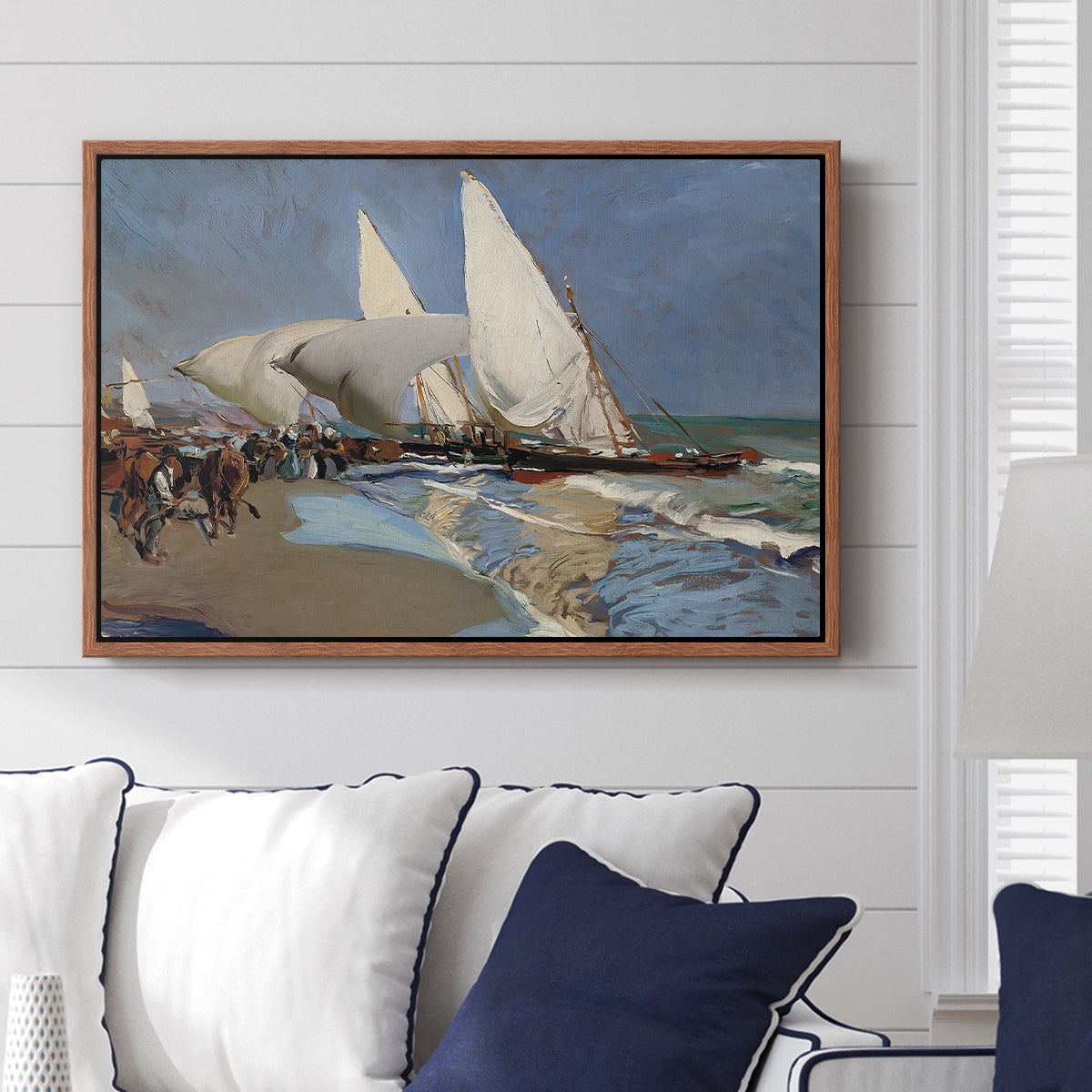 The Beach at Valencia, 1908 - Floater Framed Canvas Print