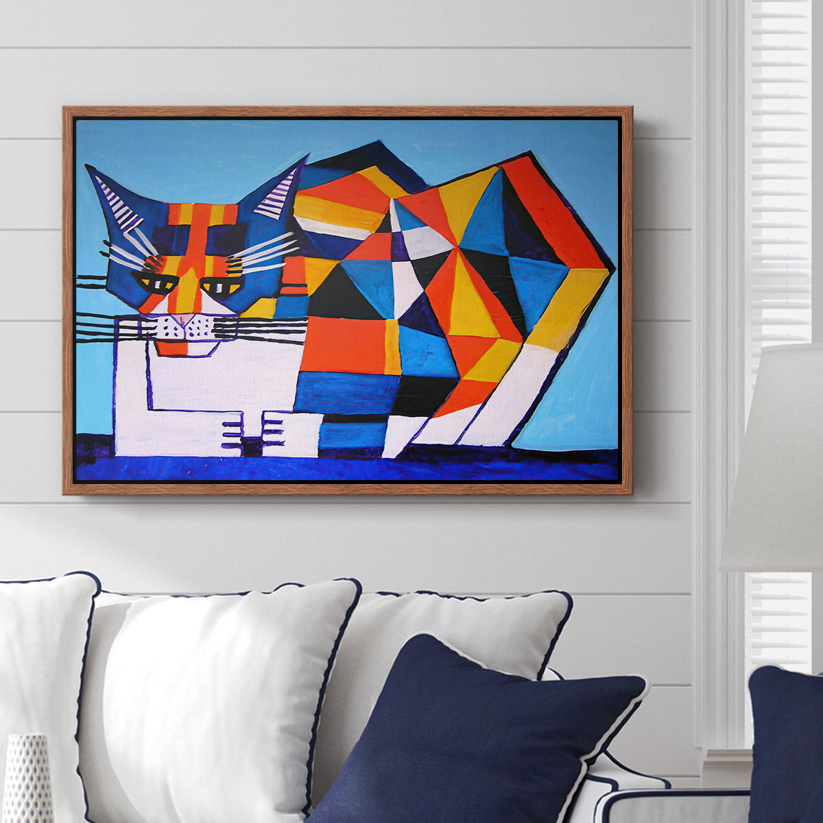 Cassie Thinking about Cubism - Floater Framed Canvas Print
