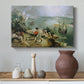 Canvas art print featuring a daily life with hidden narrative, styled above a decorative console