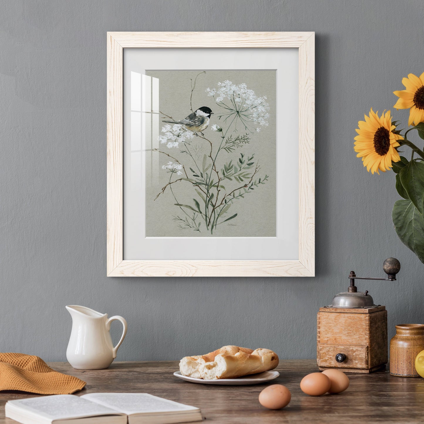 Bouquet of Grace Bird I - Barnwood Framed Art Print