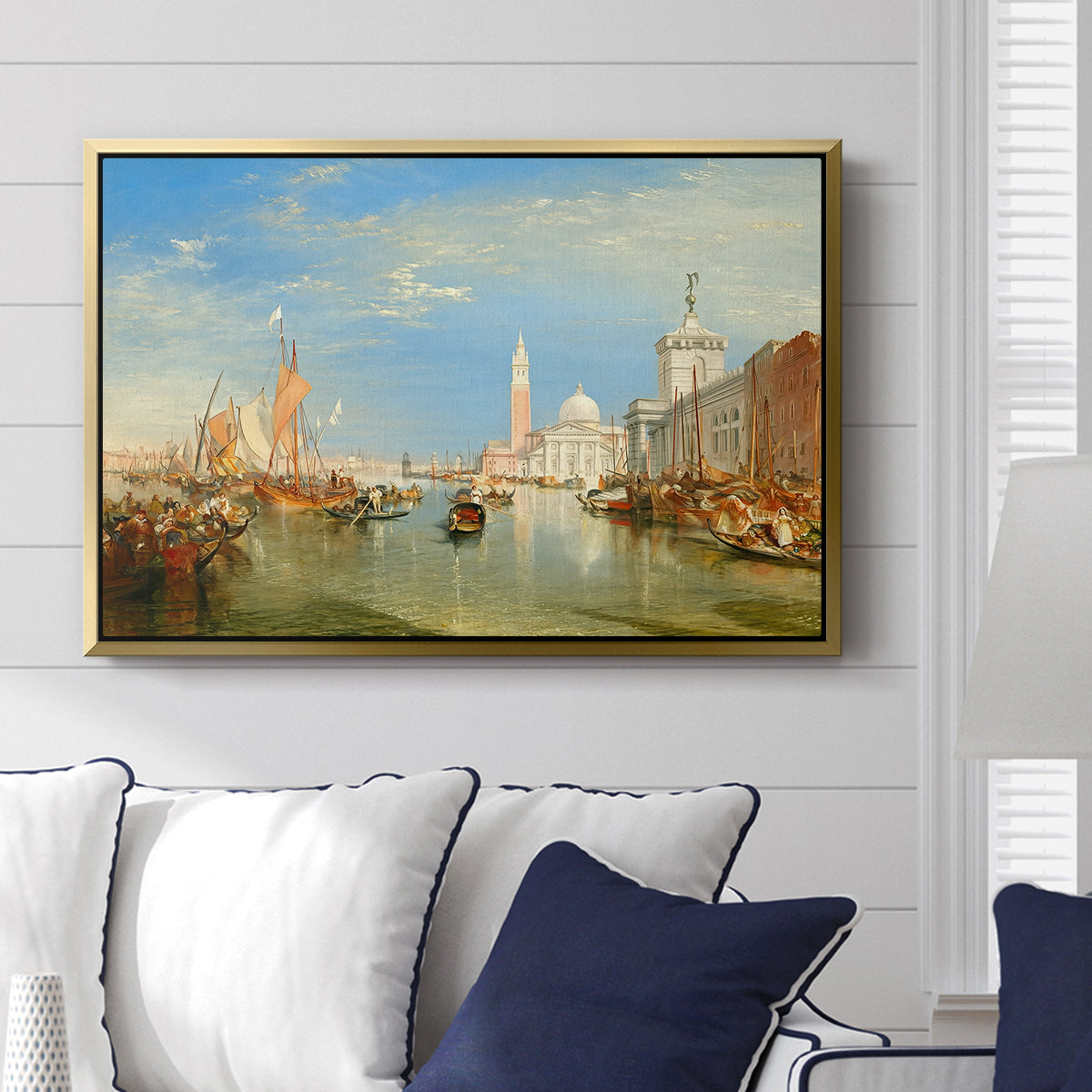 Venice: The Dogana and San Giorgio Maggiore, 1834 - Floater Framed Canvas Print
