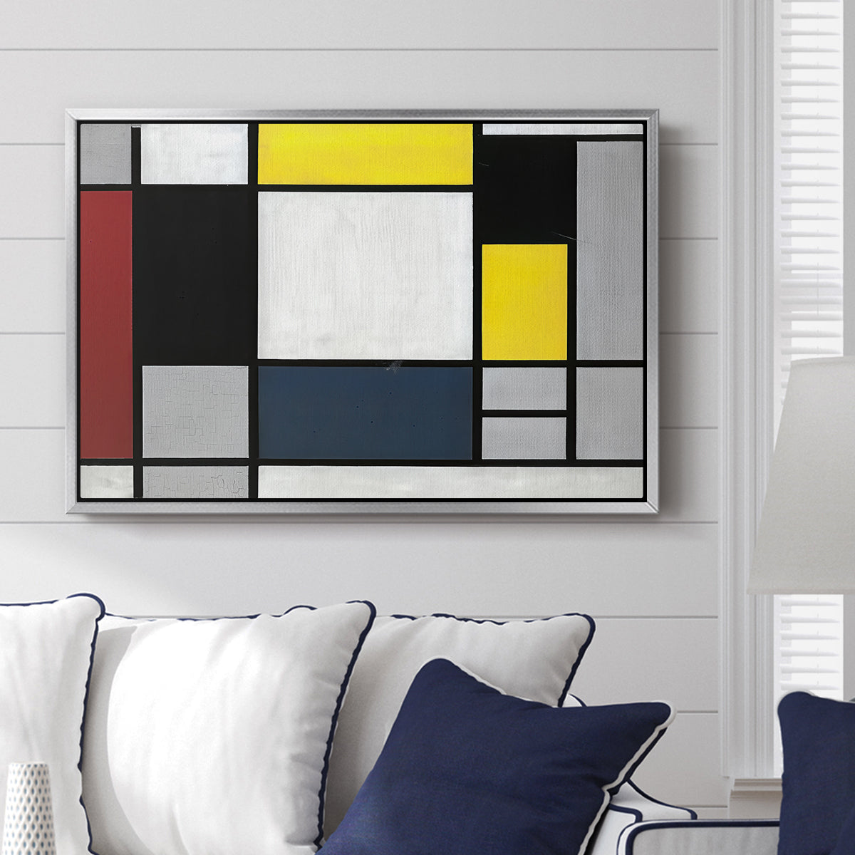 Composition with Yellow, Red, Black, Blue, and Gray, 1920 - Floater Framed Canvas Print
