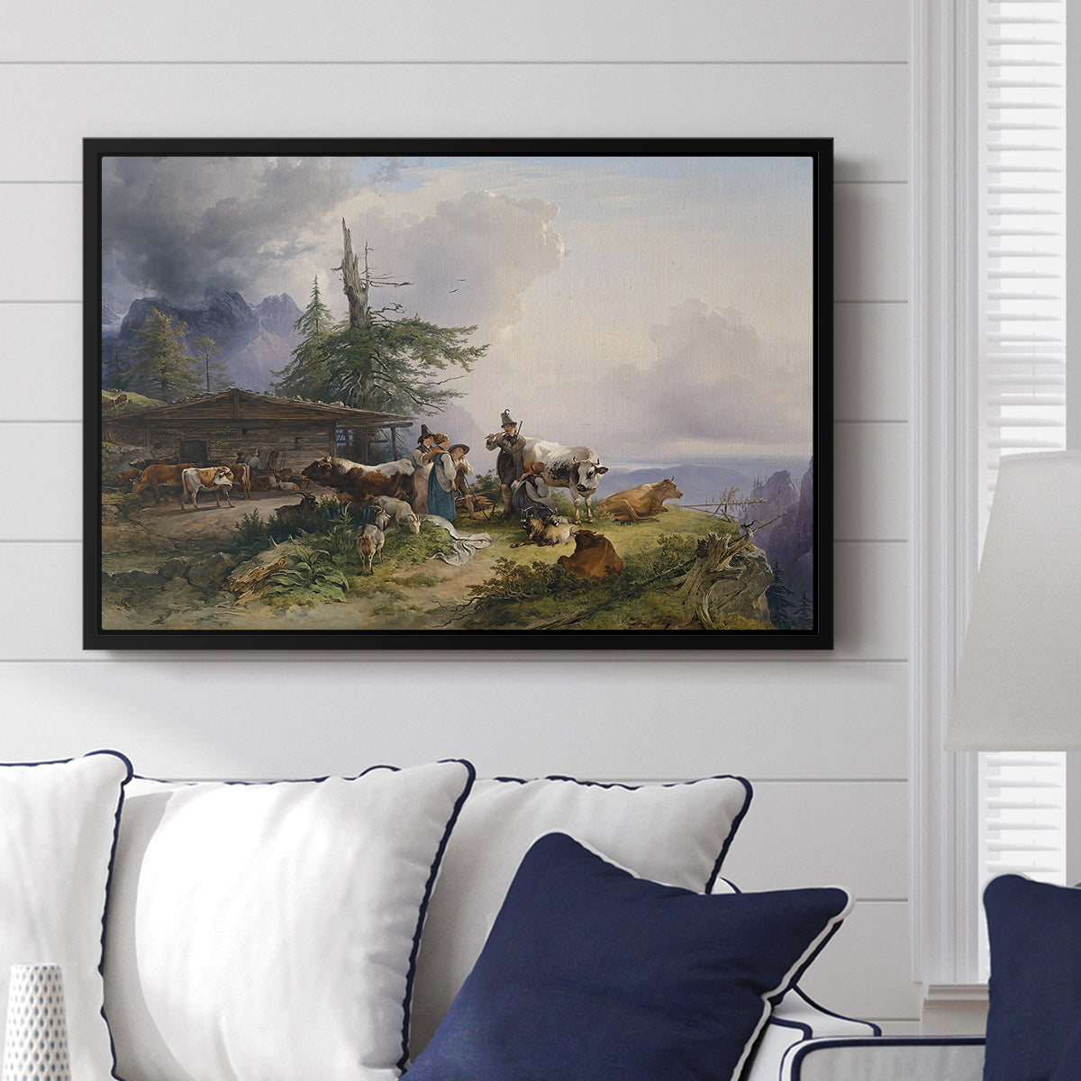 An Alpine Farm on the Untersberg, 1835 - Floater Framed Canvas Print