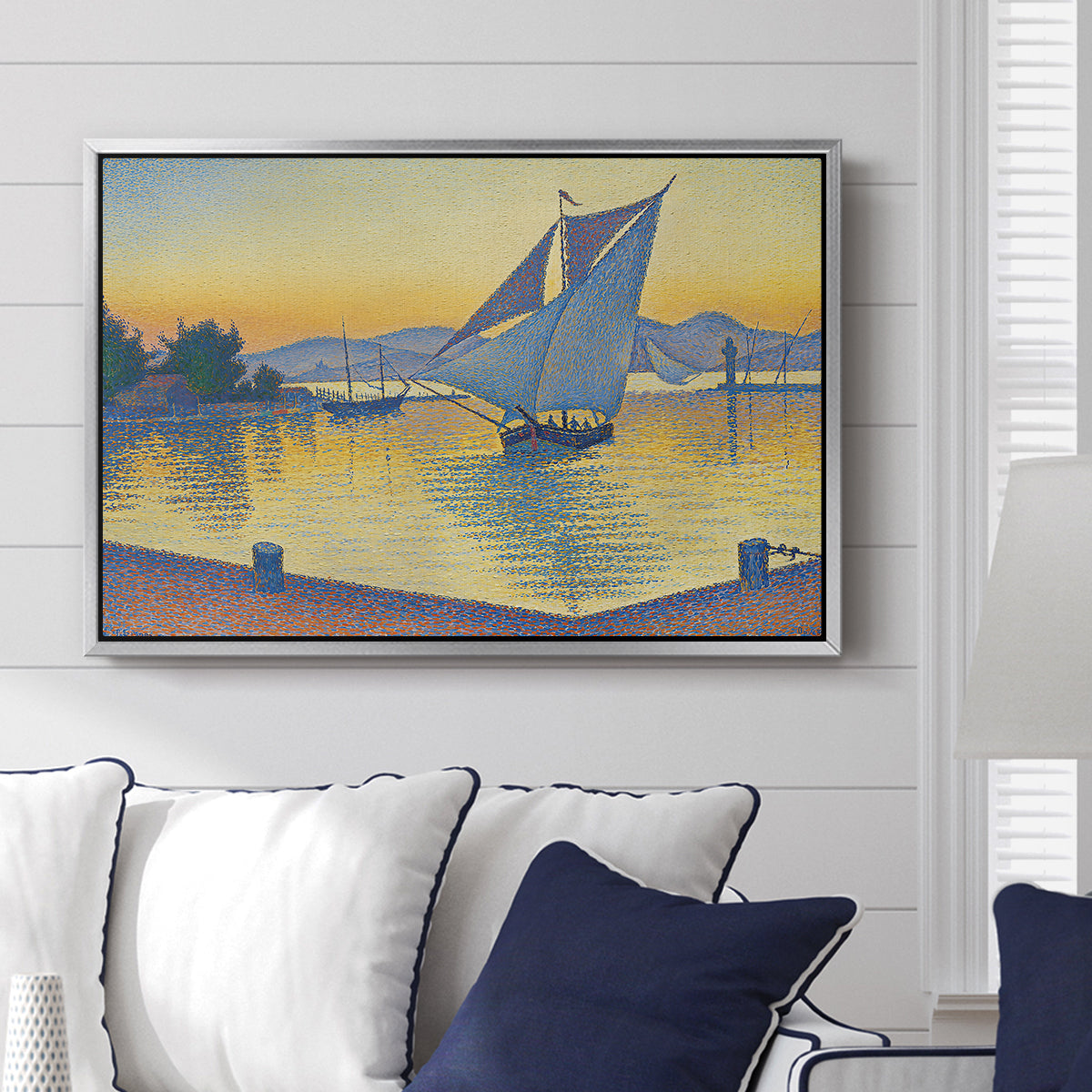 The Port at Sunset, Opus 236, Saint Tropez, 1892 - Floater Framed Canvas Print