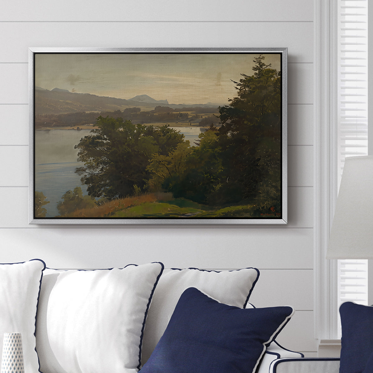 View of the Mondsee, 1870 - Floater Framed Canvas Print