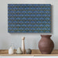 Canvas art print featuring a patterned composition with repeating tiny floral motifs, styled above a decorative console