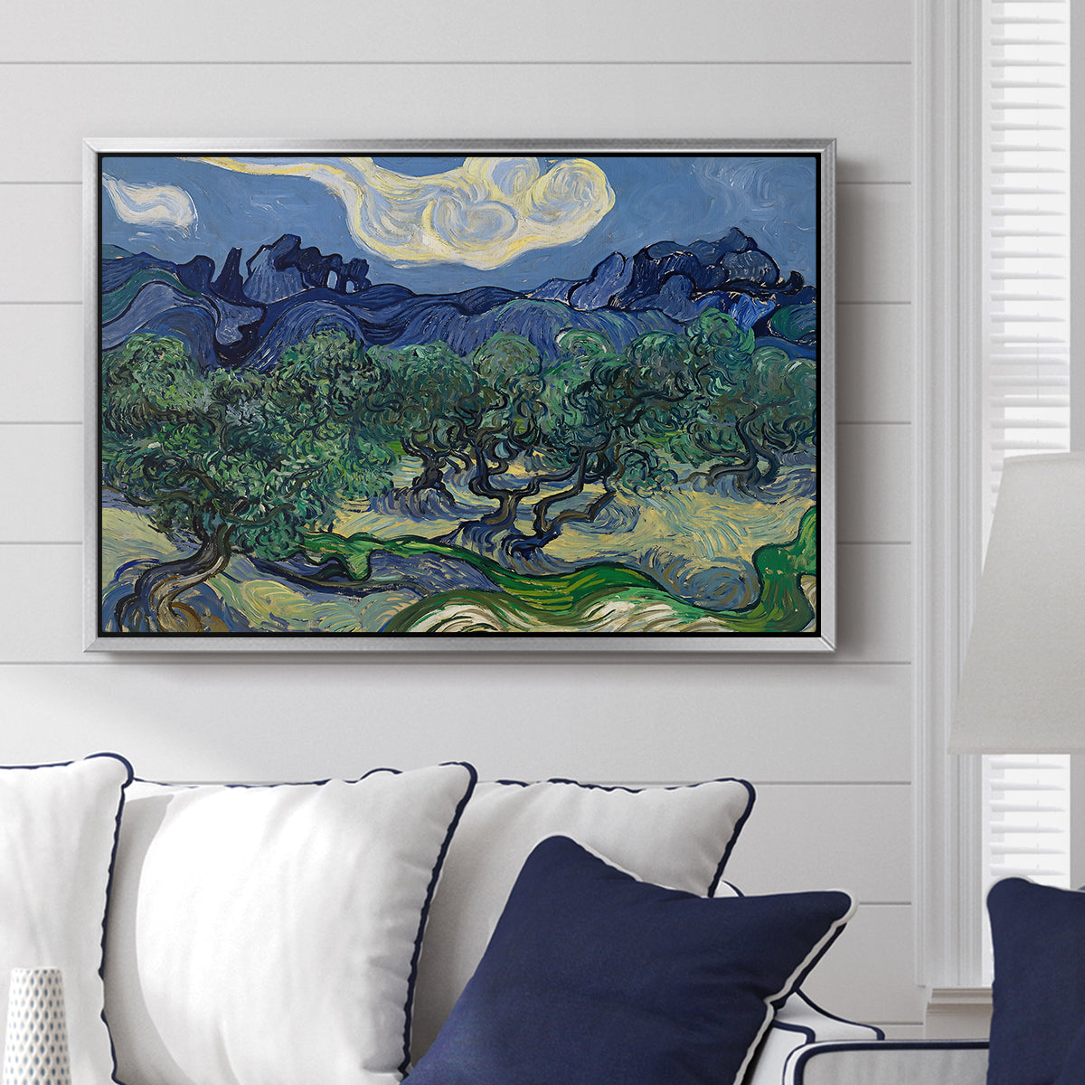 Olive Trees with the Alpilles in the Background, 1889 - Floater Framed Canvas Print