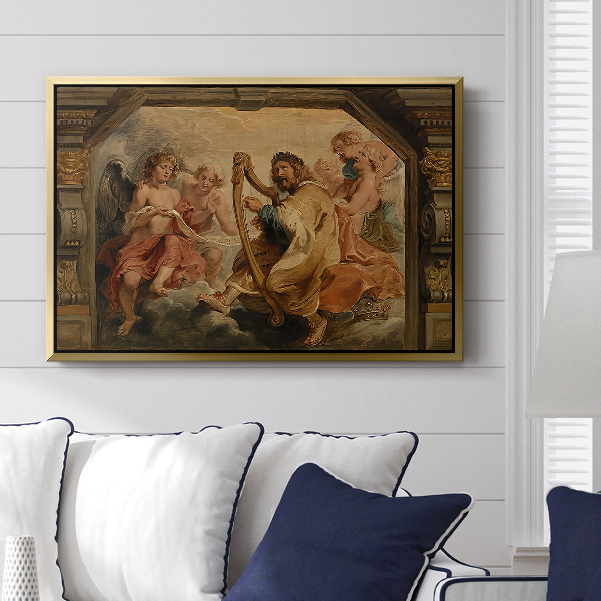 King David Playing the Harp, c. 1627-1628 - Floater Framed Canvas Print