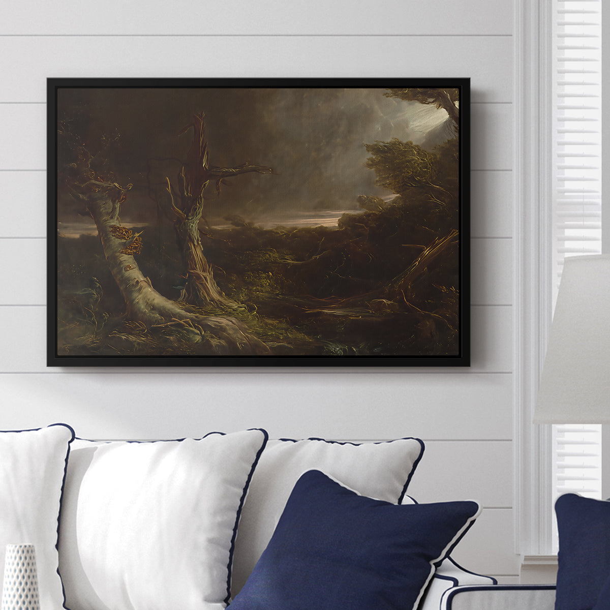 Tornado in an American Forest, 1835 - Floater Framed Canvas Print