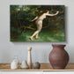 Canvas art print featuring an expressive figure study outdoors, styled above a decorative console