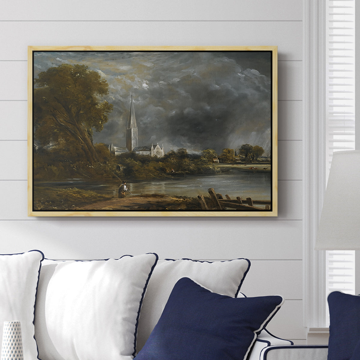 Salisbury Cathedral from the Meadows, c. 1831 - Floater Framed Canvas Print