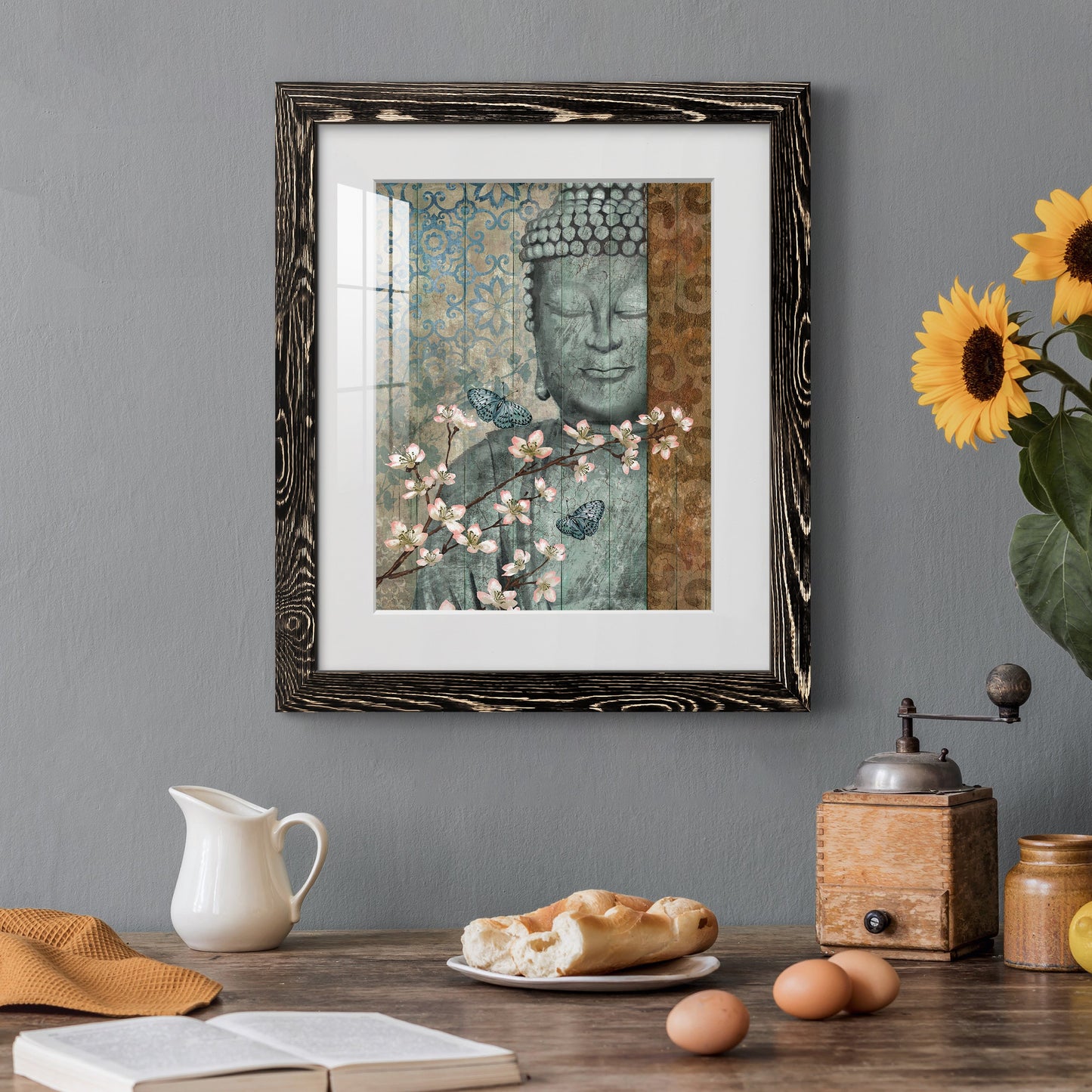 Buddha - Premium Framed Print - Distressed Barnwood Frame - Ready to Hang