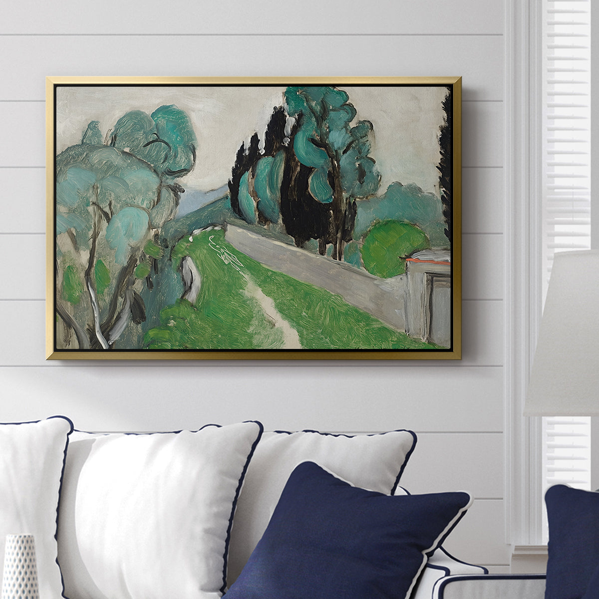 Landscape with Cypresses and Olive Trees near Nice, c. 1918 - Floater Framed Canvas Print