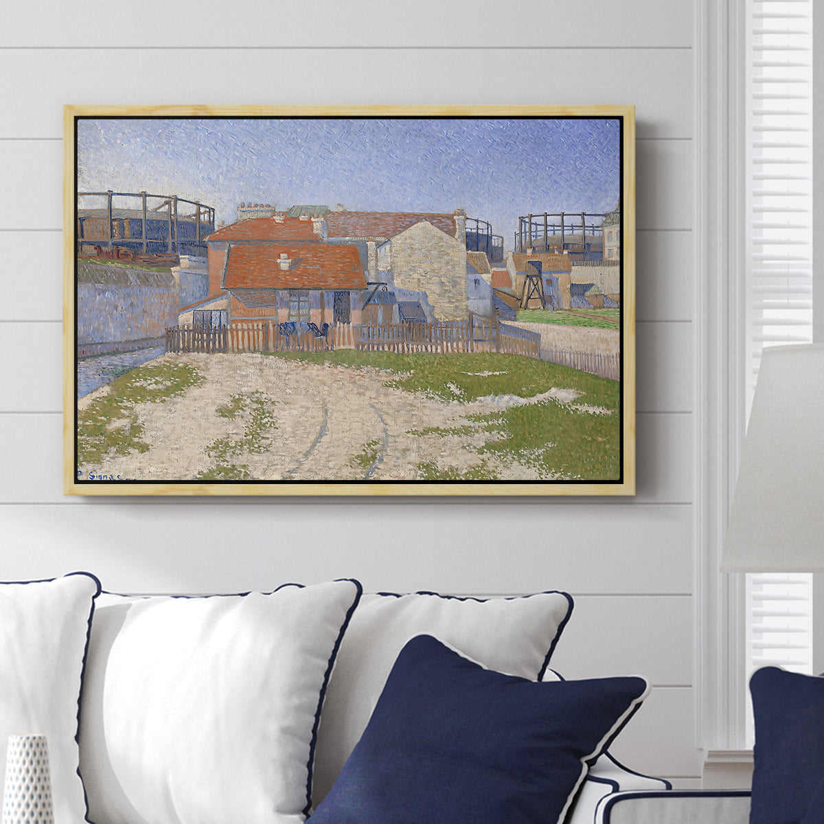 Gasometers at Clichy, 1886 - Floater Framed Canvas Print