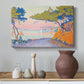 Canvas art print featuring a landscape with shoreline and open horizon, styled above a decorative console