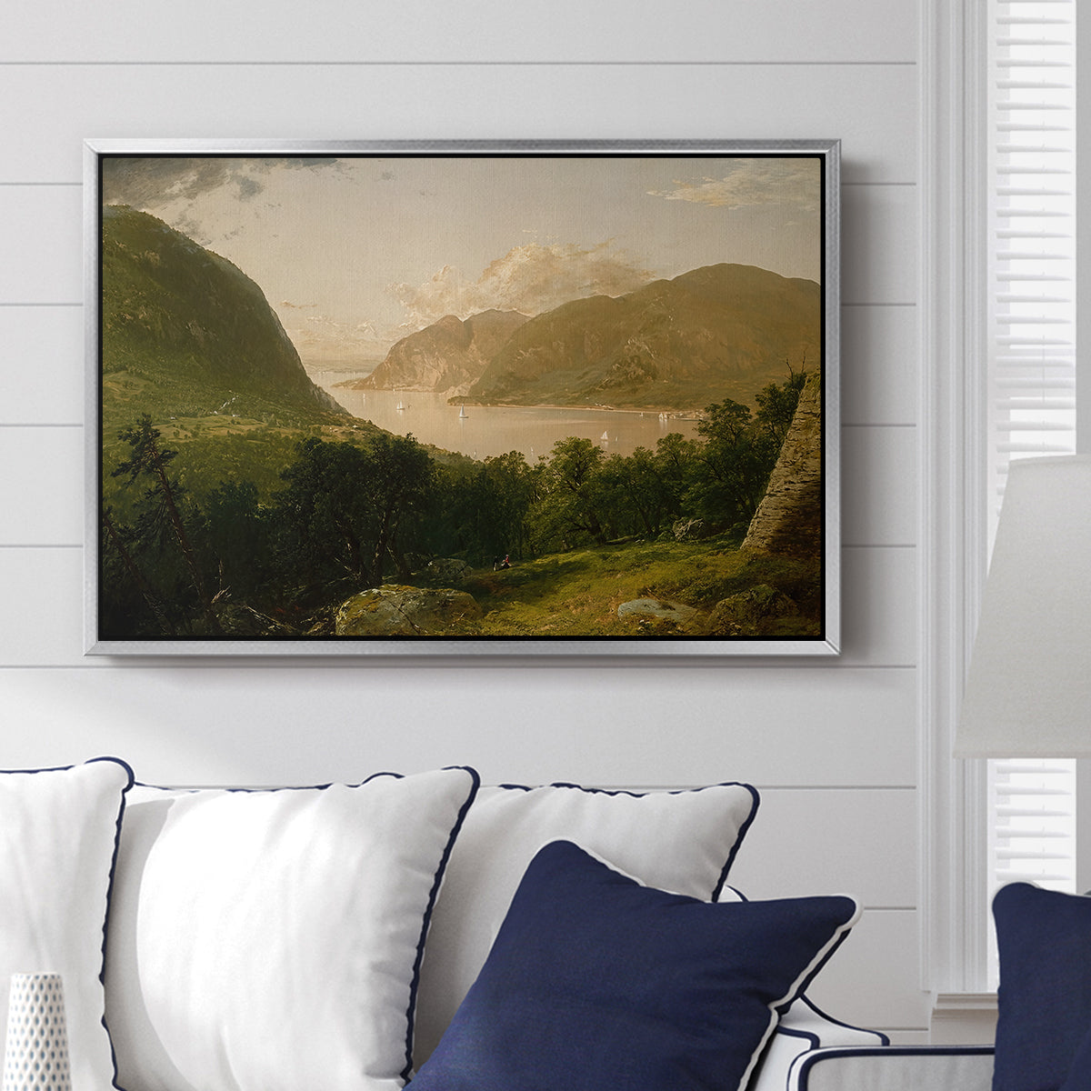 Hudson River Scene, 1857 - Floater Framed Canvas Print