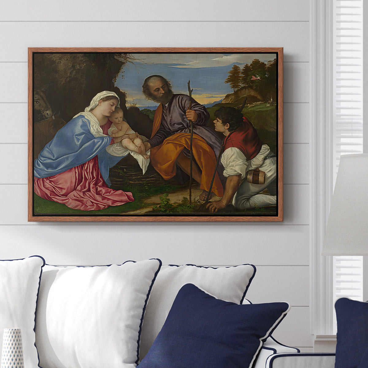 The Holy Family with a Shepherd, c. 1510 - Floater Framed Canvas Print