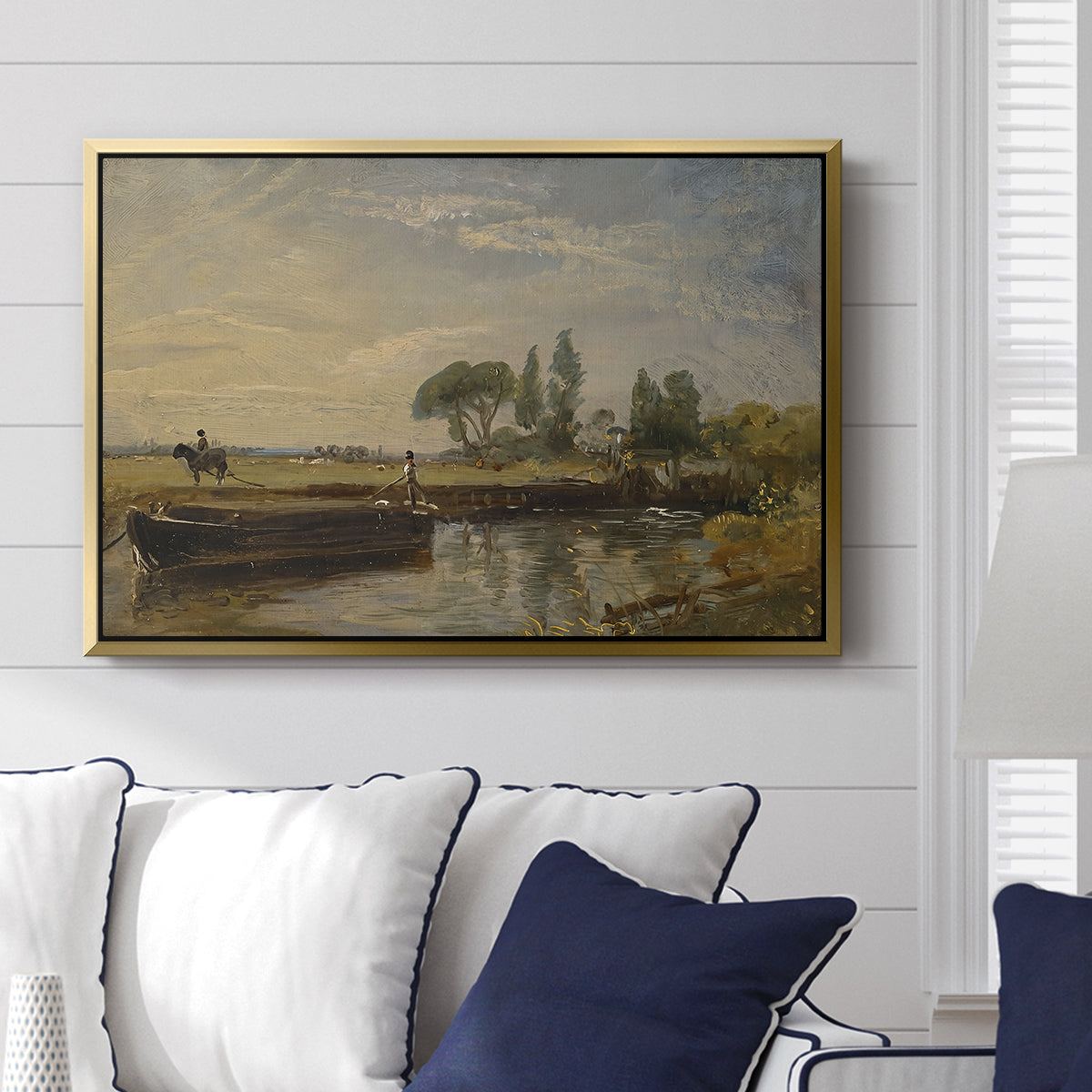Barge below Flatford Lock, c. 1810 - Floater Framed Canvas Print
