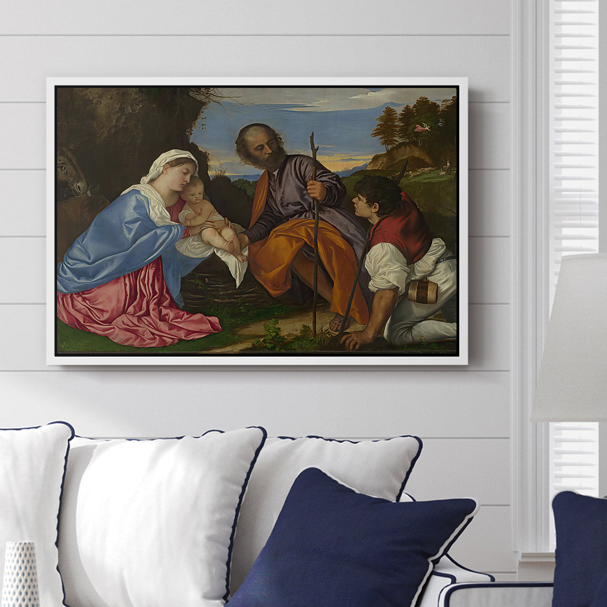 The Holy Family with a Shepherd, c. 1510 - Floater Framed Canvas Print