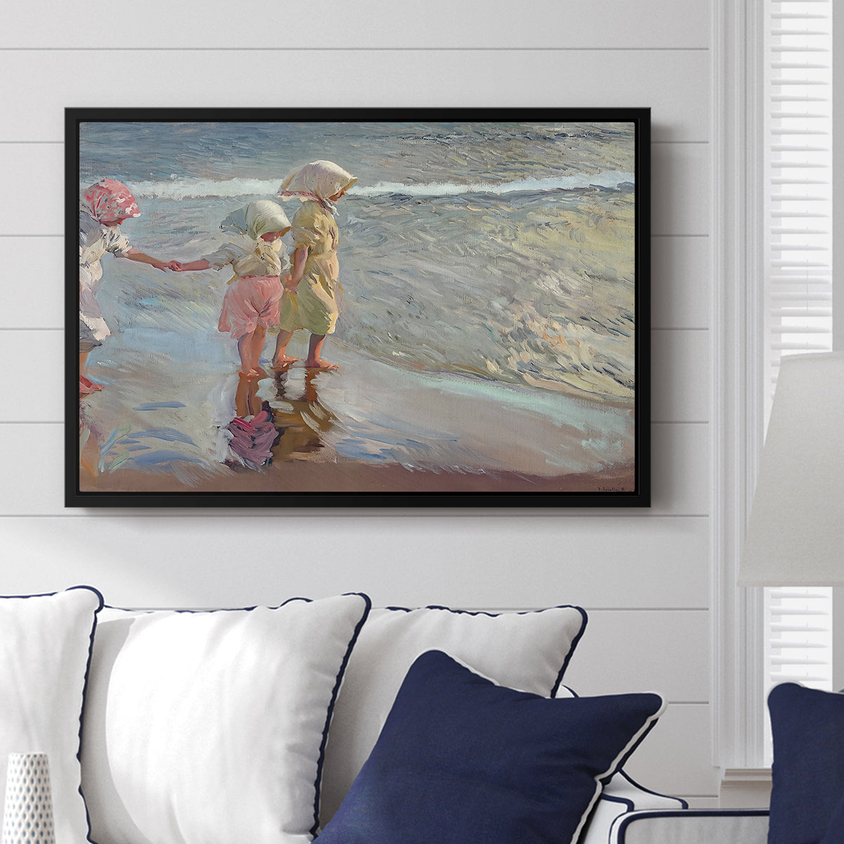The Three Sisters on the Beach, 1908 - Floater Framed Canvas Print
