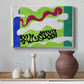 Canvas art print featuring an expressive abstract work with organic lines, styled above a decorative console