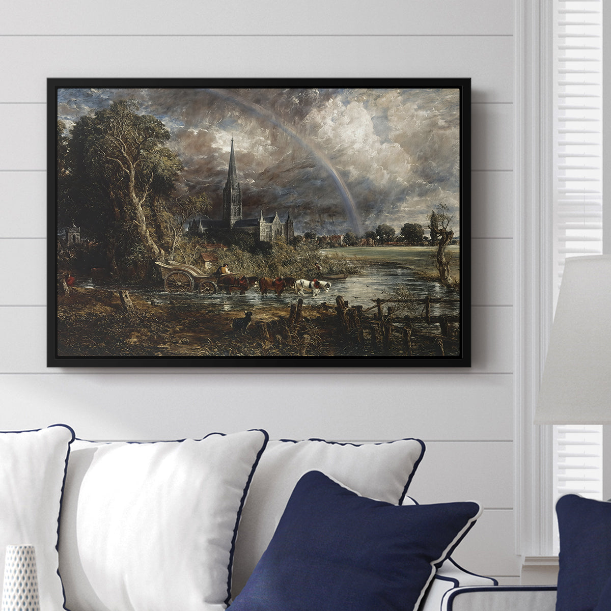 Salisbury Cathedral from the Meadows (Detail), 1831 - Floater Framed Canvas Print