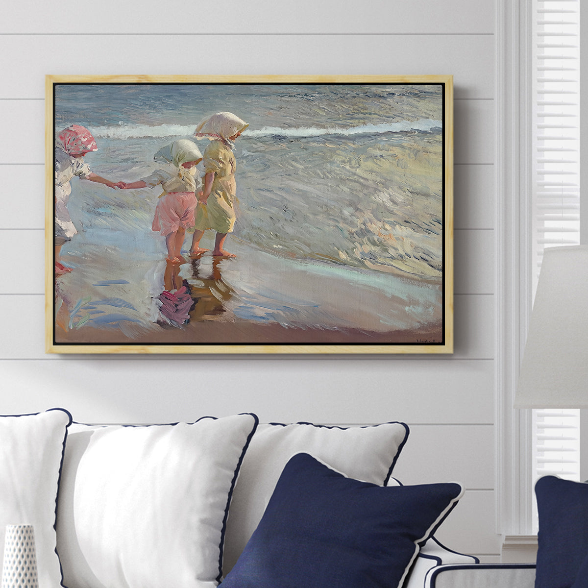 The Three Sisters on the Beach, 1908 - Floater Framed Canvas Print