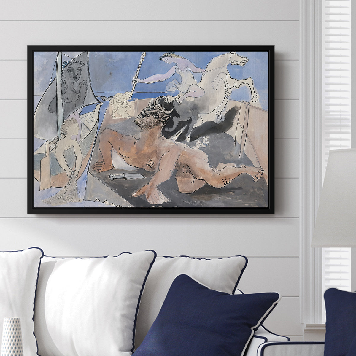 Composition with Minotaur, 1936 - Floater Framed Canvas Print