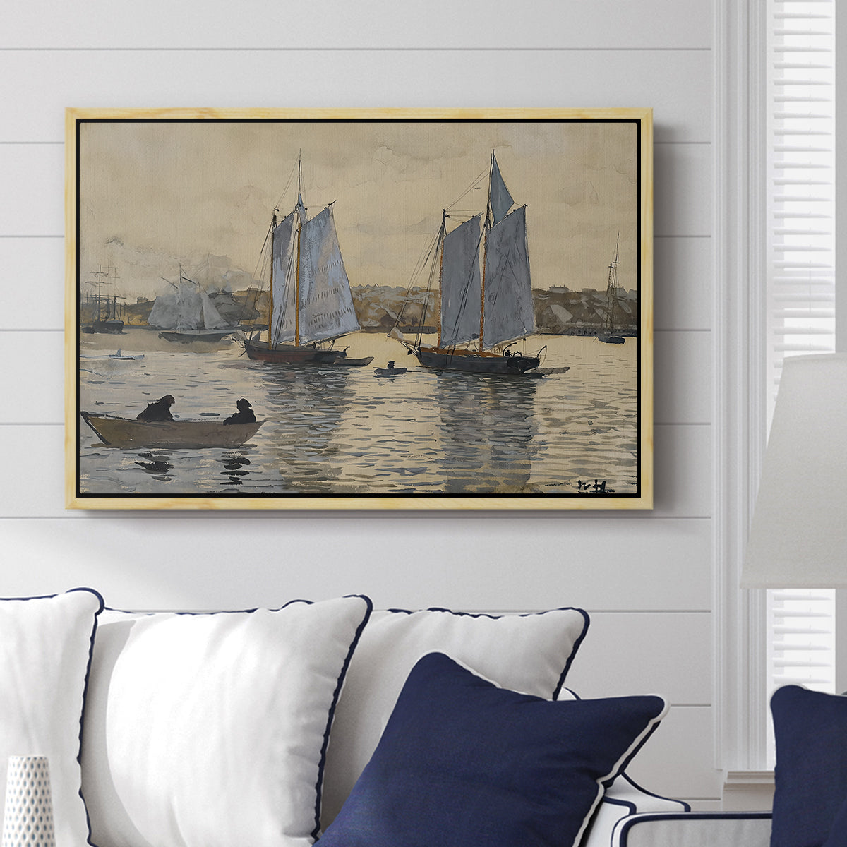 Two Schooners, Gloucester, c. 1880 - Floater Framed Canvas Print