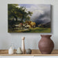 Canvas art print featuring a rural composition with agricultural work, styled above a decorative console