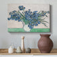 Canvas art print featuring a post-impressionist depiction of flowers in still life setting, styled above a decorative console
