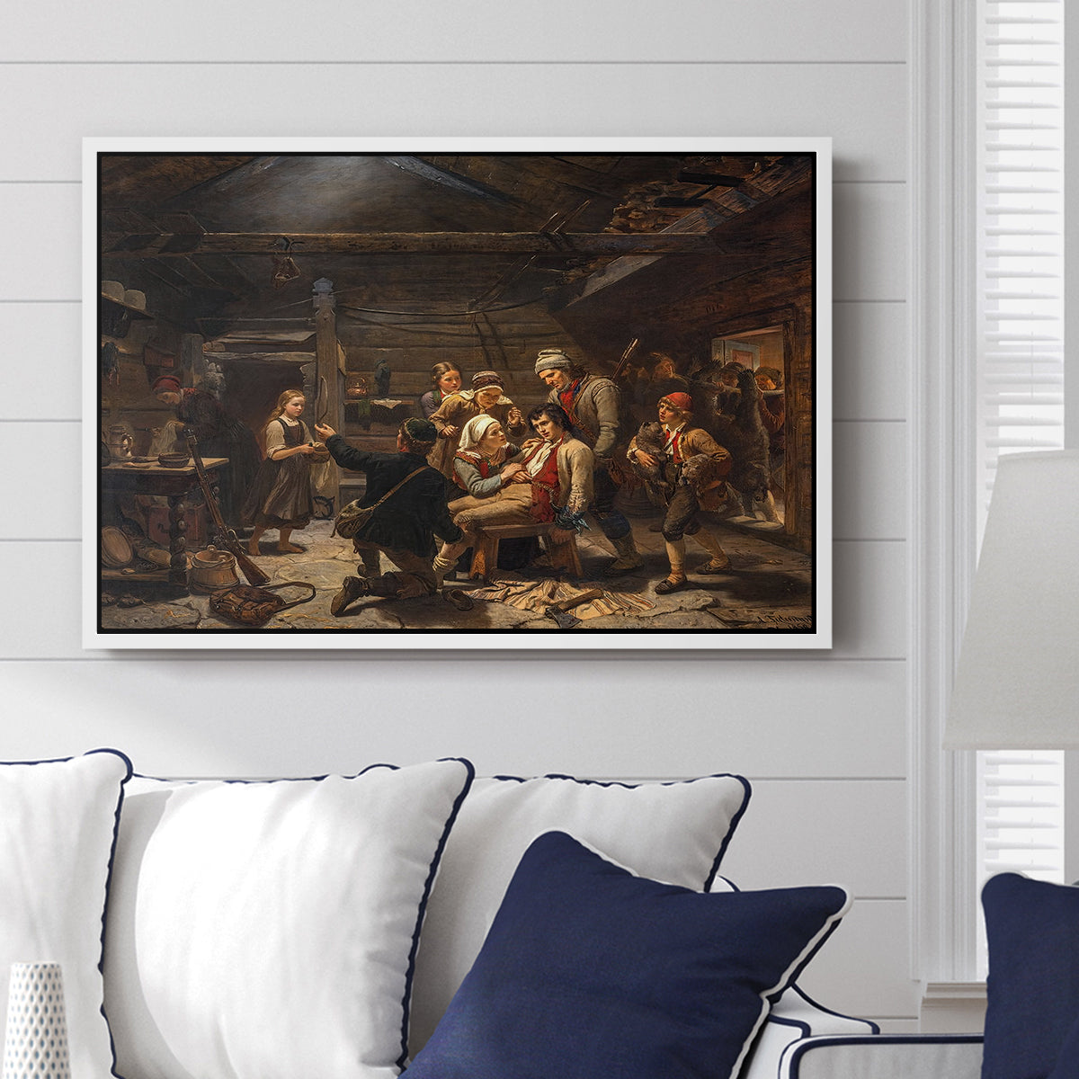 The Return of the Bear Hunter, 1856 - Floater Framed Canvas Print