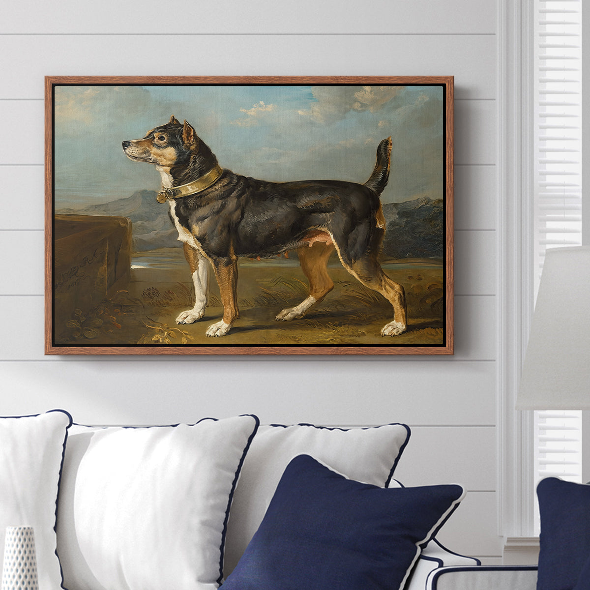 A Terrier in a Landscape, c. 1811 - Floater Framed Canvas Print