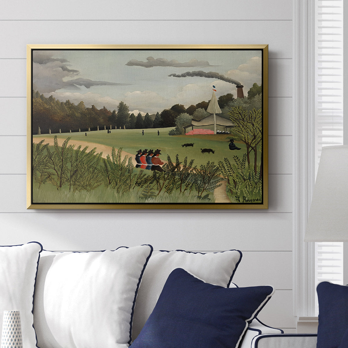 The Chair Factory at Alfortville, 1897 - Floater Framed Canvas Print