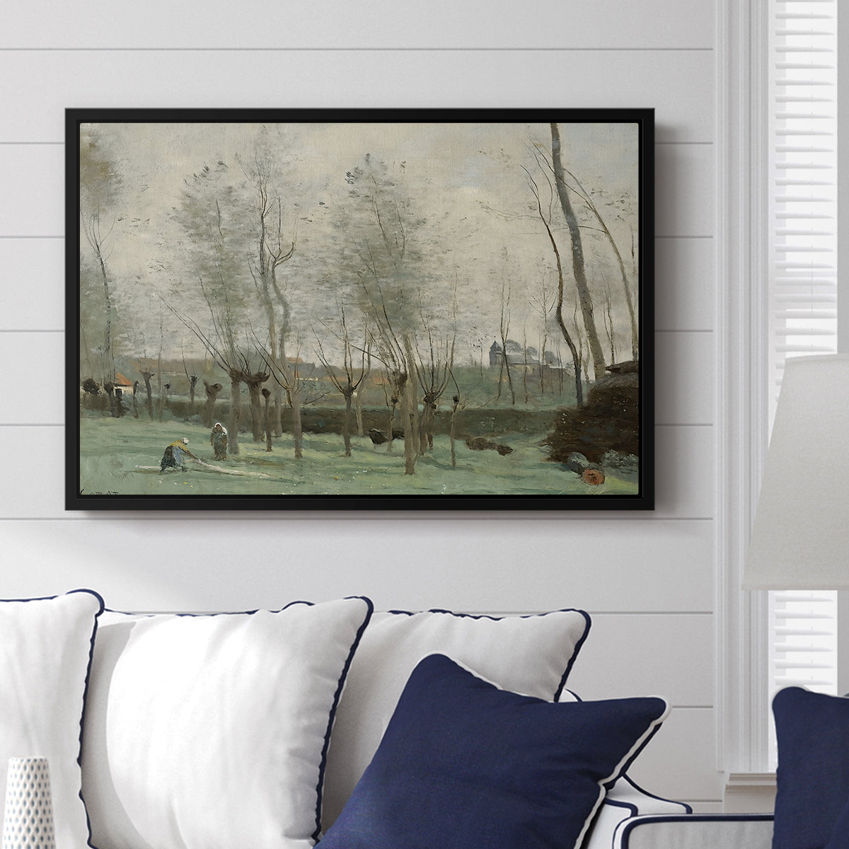 Washerwomen in a Willow Grove, c. 1871 - Floater Framed Canvas Print