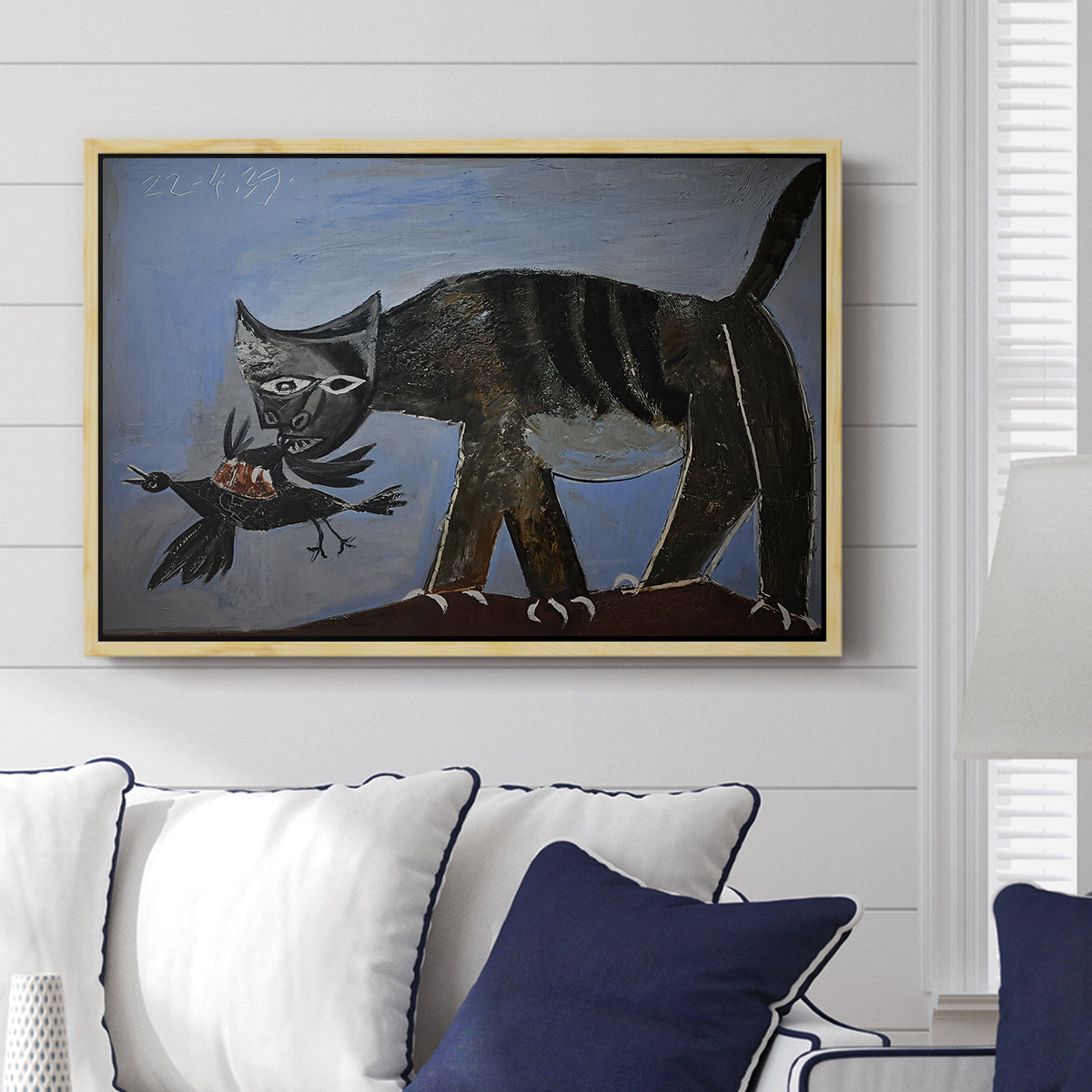 Cat Catching a Bird, 1939 - Floater Framed Canvas Print