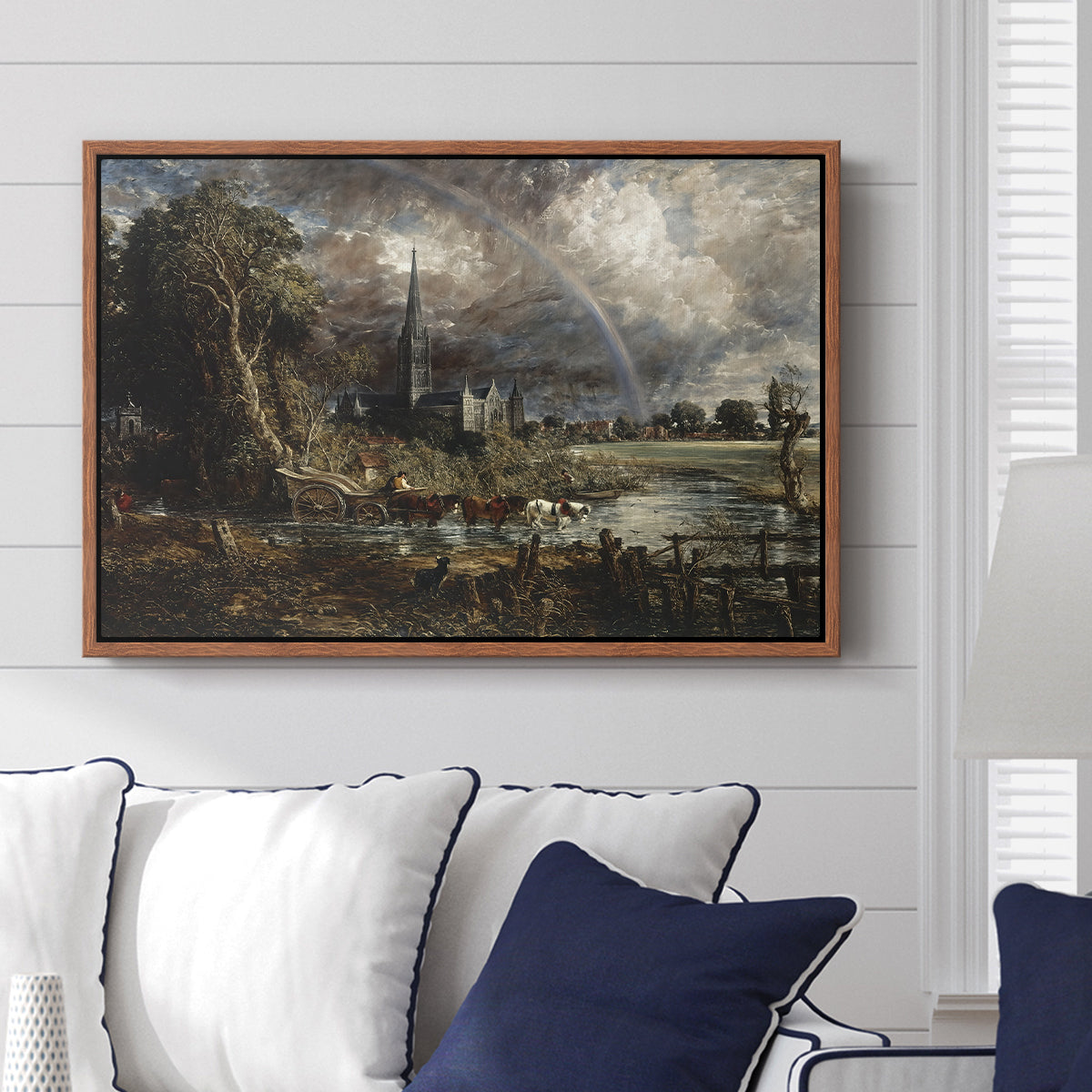 Salisbury Cathedral from the Meadows (Detail), 1831 - Floater Framed Canvas Print