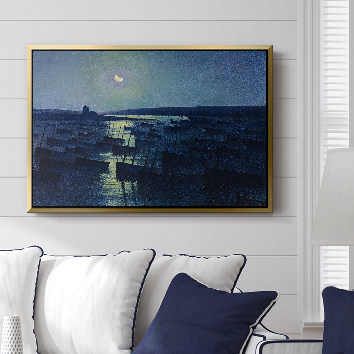 Camaret, Moonlight and Fishing Boats, 1894 - Floater Framed Canvas Print